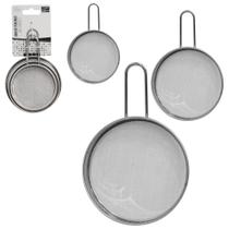 Jogo de Peneira Peneirinha Coador Inox para Cozinha 3 Peças