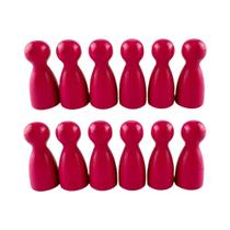 Jogo de Peões de Madeira (12 Peças) - 29mm - 6 Cores - Acessórios para Jogos de Tabuleiro