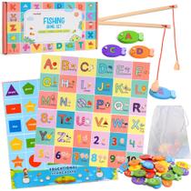 Jogo de pesca Haktoys Montessori 4 em 1 Alphabet Toy