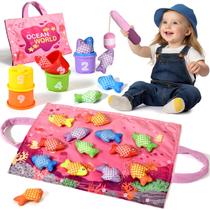 Jogo de pesca Montessori Toys Alsatic Pink de 1 ano com 20 unidades