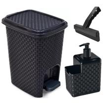 Jogo de Pia e Cozinha Lixeira Grande Porta Detergente Escorredor e Rodo de Pia Kit 3 Peças Jogo de Pia e Cozinha Lixeira Grande Porta Detergente Escorredor e Rodo de Pia Kit 3 Peças