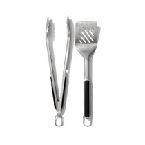 Jogo de pinça e espátula para churrasco em Inox OXO 2 peças prata Jogo de pinça e espátula para churrasco em Inox OXO 2 peças prata