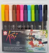 Jogo De Pincel Brush Pen Com 12 Cores Koi - Sakura Lettering
