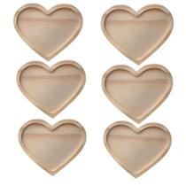 Jogo de pires coração madeira 6 peças