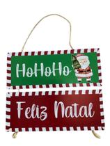 Jogo de Placas Decorativa Natal Ho Ho Ho Feliz Natal com Corda para Pendurar. - NSW