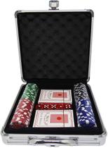 Jogo de poker c/ maleta - 100 fichas e 2 baralhos e 5 dados - ravi