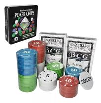 Jogo De Poker Com Caixa De Metal 100 Fichas 2 Baralhos Dealer Jogo De Poker Com Caixa De Metal 100 Fichas 2 Baralhos Dealer