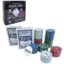 Jogo de Poker Profissional Estojo de Metal com 100 Fichas + 2 Baralhos Unidade - Rocie/ WX Gift - Grupo Rocie