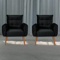 Jogo de Poltronas Decorativas Emma Veludo Preto
