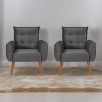 Jogo de Poltronas Decorativas Park Veludo Cinza