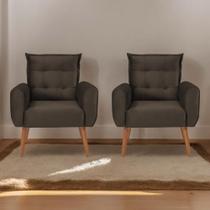 Jogo de Poltronas Decorativas Park Veludo Marrom