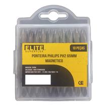 Jogo de Pontas Bits Phillips Magnetica PH2 50mm com 10 Peças Elite
