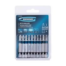 Jogo de Pontas Bits Phillips Magnetica PH2 50mm com 10 Peças Gross Jogo de Pontas Bits Phillips Magnetica PH2 50mm com 10 Peças Gross