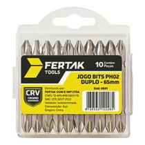 Jogo de Pontas Bits Phillips Magnetica PH2 Duplo 65mm com 10 Peças Fertak