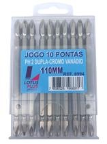 Jogo de pontas dupla PH2 x 110mm aço CR-v Lotus com 10 peças