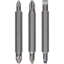 Jogo de pontas duplas Bosch 60mm, 3 peças, PH1, PH2, PZ1, PZ2, S0,6x4,5, S1,0x5,5 Jogo de pontas duplas Bosch 60mm, 3 peças, PH1, PH2, PZ1, PZ2, S0,6x4,5, S1,0x5,5