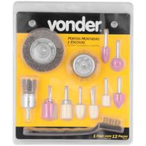 Jogo de pontas montadas e escovas com 12 peças