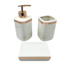 Jogo De Porcelana Kit 3 Peças Branco Banheiro