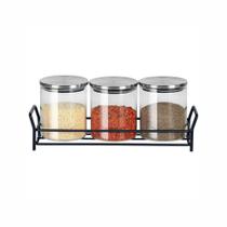 Jogo De Porta Condimentos Em Vidro Borossilicato Com 3 Potes 350ml Dynasty Jogo De Porta Condimentos Em Vidro Borossilicato Com 3 Potes 350ml Dynasty