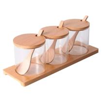 Jogo De Porta Condimentos Em Vidro Borossilicato Com 3 Potes