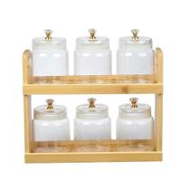 Jogo De Porta Condimentos Em Vidro Borossilicato Com 6 Potes 300ml Dynasty - Full Fit