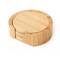 Jogo de Porta Copos Redondo de Bambu 6 Peças