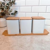 Jogo de Porta-Mantimentos Clean Branco e Madeira