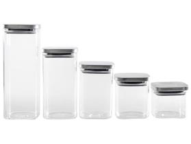 Jogo de Porta-Mantimentos de Vidro Quadrado Brinox Lock & Stock 5 Peças Jogo de Porta-Mantimentos de Vidro Quadrado Brinox Lock & Stock 5 Peças