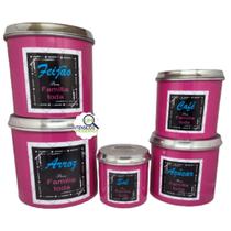 Jogo de Porta Mantimentos em Alumínio 5 Peças Rosa Pink Família Decorado Jogo de Porta Mantimentos em Alumínio 5 Peças Rosa Pink Família Decorado