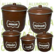 Jogo de Porta Mantimentos Lata Potes Arroz 5 pecas em Alumínio