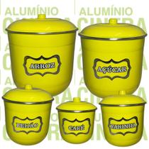 Jogo de Porta Mantimentos Lata Potes Arroz 5 pecas em Alumínio