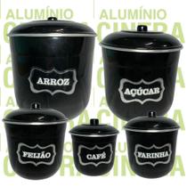 Jogo de Porta Mantimentos Lata Potes Arroz 5 pecas em Alumínio