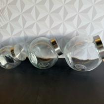 Jogo de pote de vidro baleiro redondo com 3 peças pequeno médio grande para mantimentos bala bombom