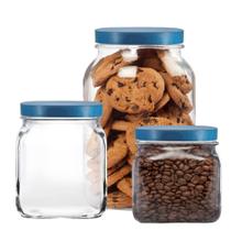 Jogo de Pote de Vidro com Tampa Style Azul 3 pcs Ruvolo Jogo de Pote de Vidro com Tampa Style Azul 3 pcs Ruvolo