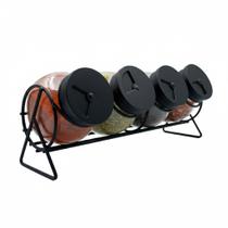 Jogo De Pote De Vidro P/ Tempero Tampa De Rosca 4 Peça 100ml