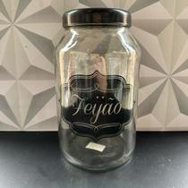 Jogo de pote de vidro para mantimentos grande açúcar arroz feijão preto com tampa de plastico kit conjunto potes aliment