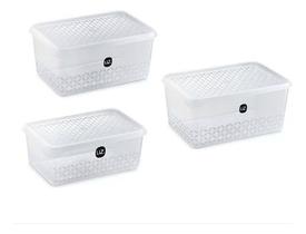 Jogo De Potes 3 Peças Uz Multiuso 3l, 2l E 1 Litros Bpa Free Transparente