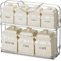 Jogo de Potes 7 peças Edu Guedes com Suporte 20021 - ROJEMAC Jogo de Potes 7 peças Edu Guedes com Suporte 20021 - ROJEMAC