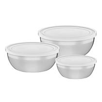 Jogo de Potes Aco Inox 3 Pcs C/ Tampa Plastica Freezinox Tramontina Jogo de Potes Aco Inox 3 Pcs C/ Tampa Plastica Freezinox Tramontina