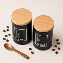 Jogo de Potes Cafe e Acucar 2 Itens Metalico Pote Redondo Grande Armazenamento Seco Kit 2 Peças Jogo de Potes Cafe e Acucar 2 Itens Metalico Pote Redondo Grande Armazenamento Seco Kit 2 Peças