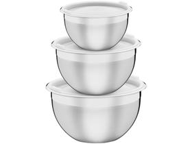 Jogo de Potes de Inox Tramontina com Tampa Redondo Cucina 3 Peças