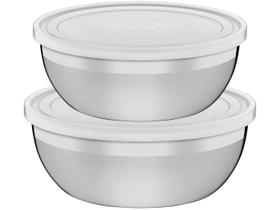 Jogo de Potes de Inox Tramontina com Tampa Redondo Freezinox 2 Peças