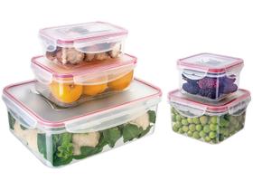 Jogo de Potes de Plástico Hermético Euro Home - com Tampa Stock 5 Peças