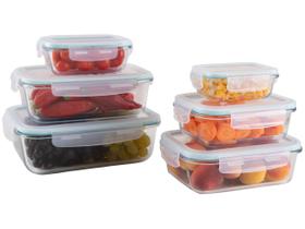 Jogo de Potes de Vidro Brinox com Tampa Retangular Lock & Stock 6 Peças
