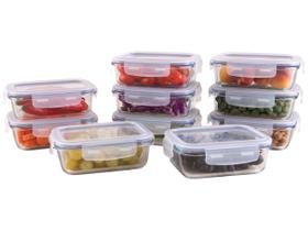 Jogo de Potes de Vidro Brinox com Tampa Retangular Lock & Stock 640ml 10 Peças