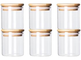 Jogo de Potes de Vidro Brinox Redondo 180ml Ekko Lock & Stock 6 Peças