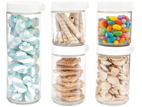 Jogo de Potes de Vidro Casambiente com Tampa - Redondo JGTI025 5 Peças Jogo de Potes de Vidro Casambiente com Tampa - Redondo JGTI025 5 Peças