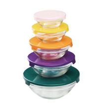 Jogo de potes de vidro conjunto com 5 peças coloridas bon gourmet