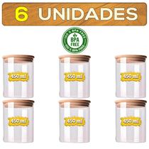 Jogo De Potes De Vidro Frasco Hermético Tampa De Bambu Natural Condimentos Alimentos