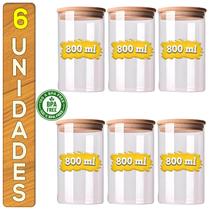 Jogo De Potes De Vidro Frasco Hermético Tampa De Bambu Natural Condimentos Alimentos Jogo De Potes De Vidro Frasco Hermético Tampa De Bambu Natural Condimentos Alimentos